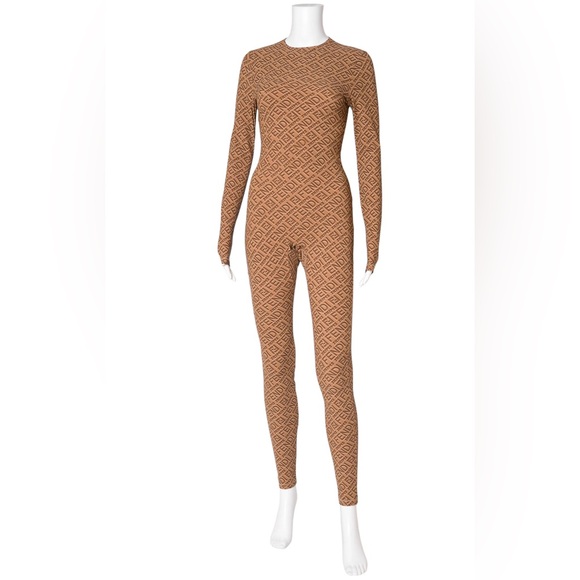 Fendi x Skims Jumpsuit Brown/Tan Printed Long Sleeves w/ Crew Neck - Size: Small - Picture 6 of 7